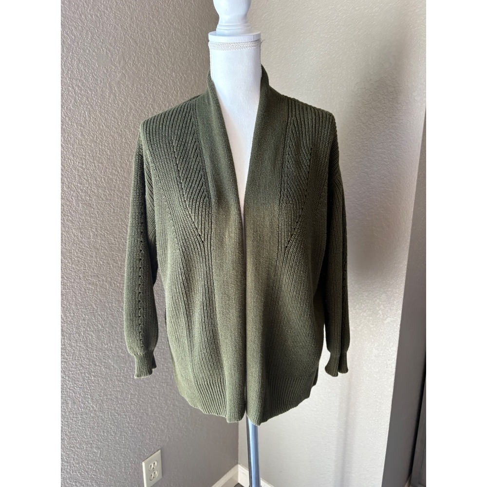 Universal Thread Womens Small Olive Green 100% Cotton Open Front Cardigan